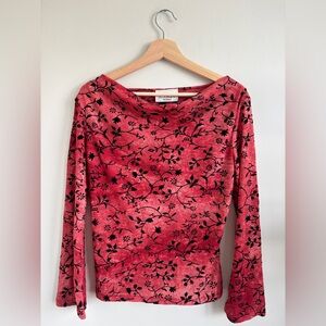 Y2K Jessica Red Floral Long Sleeve Top